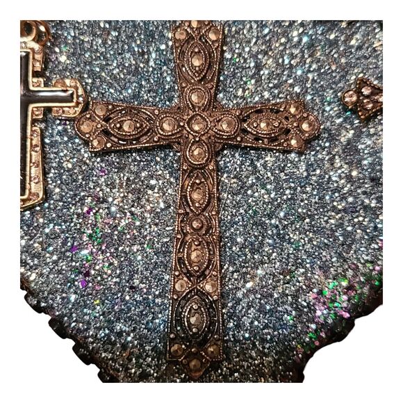 Handmade Rhinestones Silver Cross Pendants One Of A Kind Gift Or Trinket Box - Picture 6 of 11